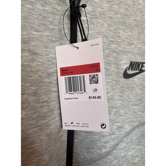 Nike Sportswear Tech Fleece Windrunner Hoodie Heather Grey Size Large FB7921-063 - Picture 10 of 10